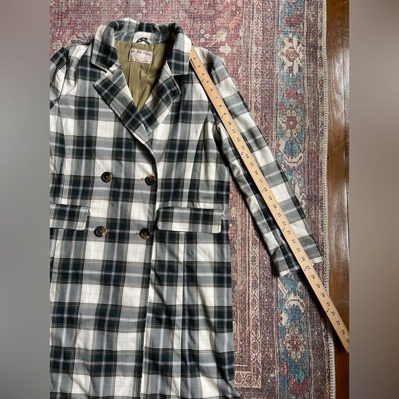 We The Free longline Freddie blazer Trench Coat Plaid Design Women’s Medium - Picture 11 of 15